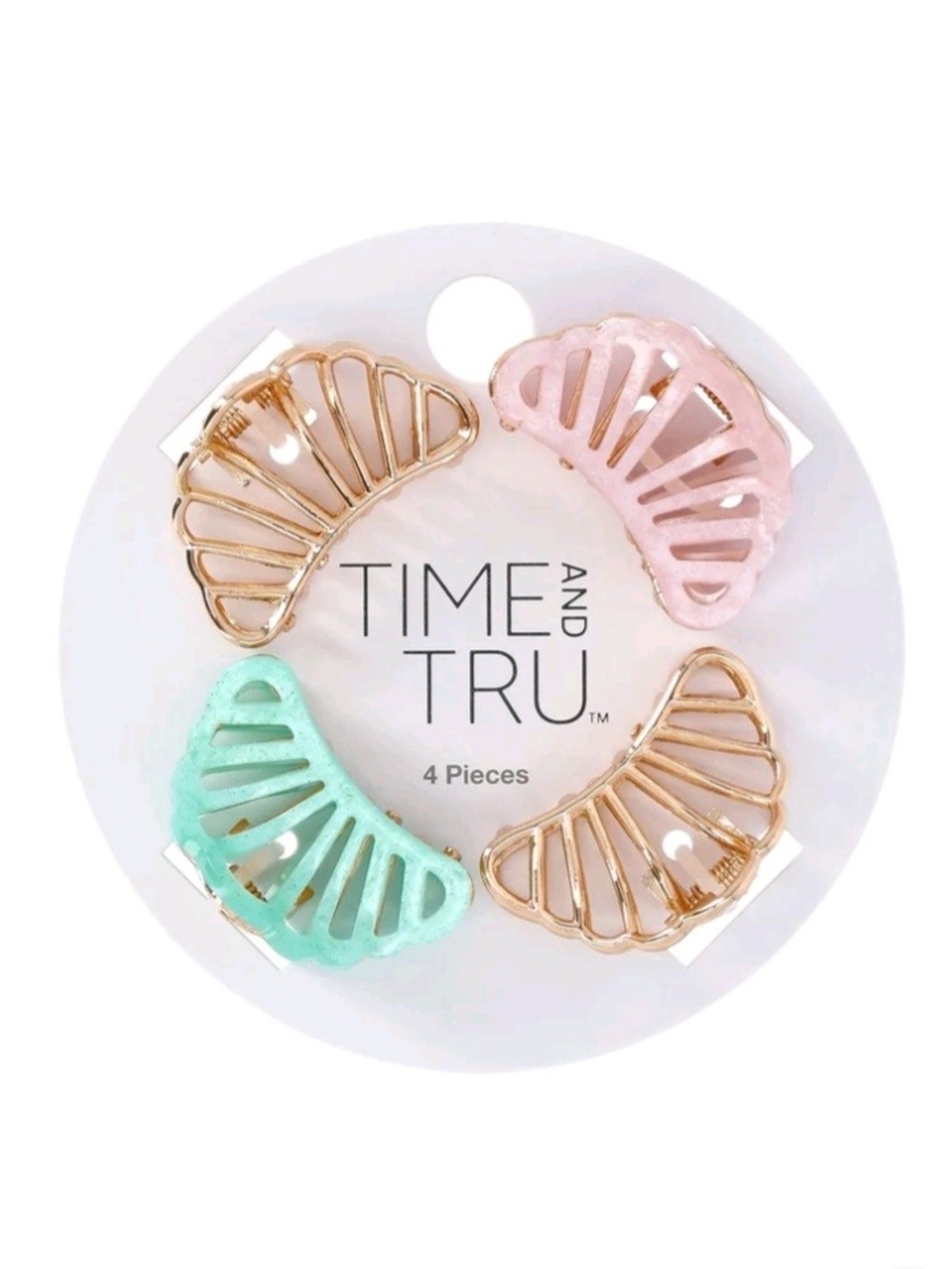 4 Piece Set Pastel Metal Hair Claw Clip - Pink, Mint & Gold NWT